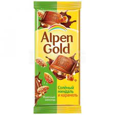 Шоколад Альпен Гольд 85гр соленый миндаль/карамель*20