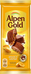 Шоколад Альпен Гольд 85гр арахис и кукурузные хлопья*21