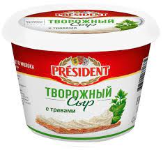 Сыр творожный Президент 140гр 54% мягкий с травами ванночка*8