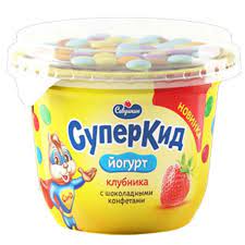 Йогурт СуперКид 103гр клубника/конфеты*6 (БЗМЖ)