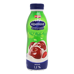 Йогурт питьевой Альпенланд 420гр вишня 1,2% БЗМЖ*6