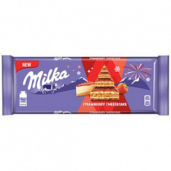 Шоколад Милка 300гр молочный со вкусом чизкейка/клубничной начинкой/печенье*12