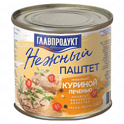 Паштет Главпродукт 240г нежный из куриной печени №4*20