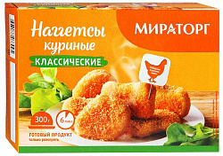 Наггетсы куриные Мираторг 300гр Классические *12