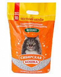 Наполнитель д/кошачьего туалета Сибирская кошка 10л Бюджет впитывающий