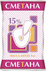 Сметана БМК 1кг 15% п/п*9 БЗМЖ