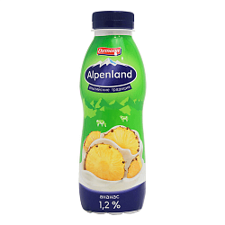 Йогурт питьевой Альпенланд 420гр ананас 1,2% БЗМЖ*6