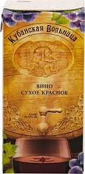 Вино Кубанская Вольница 1л красное п/сл 9-11% Арго Россия*12